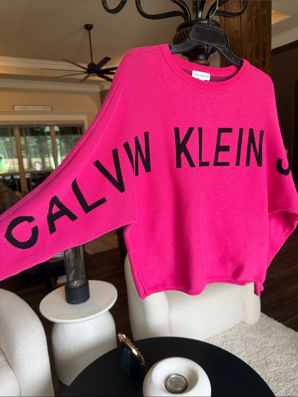 Calvin Klein Bright Pink Logo Crewneck Sweater